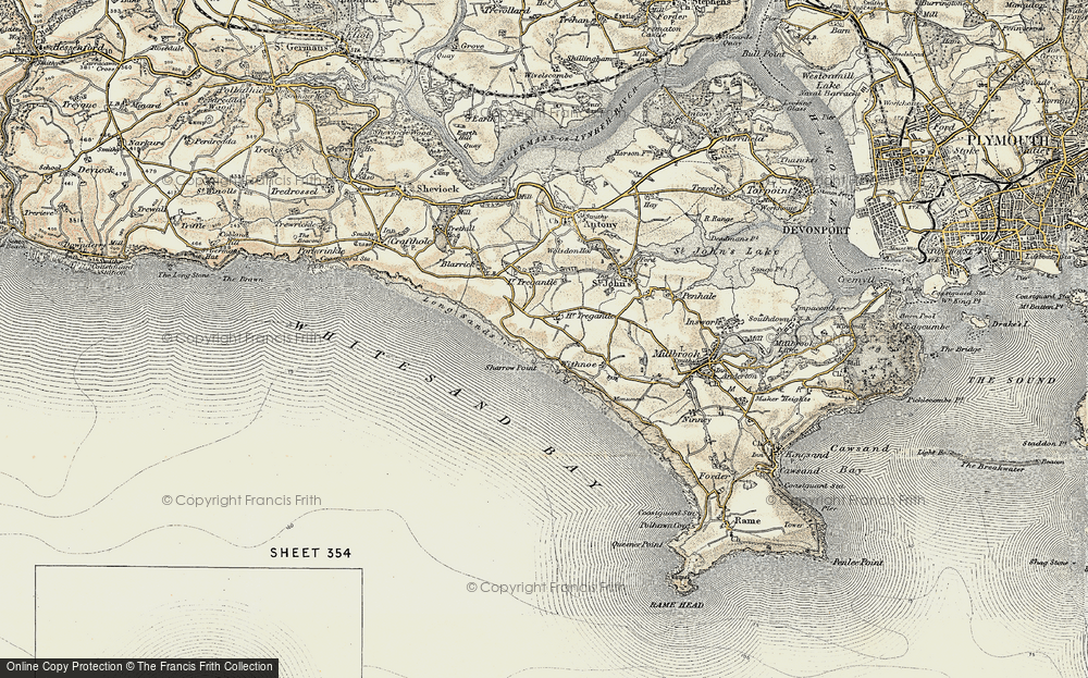 Old Map of Historic Map covering Lower Tregantle in 1899-1900