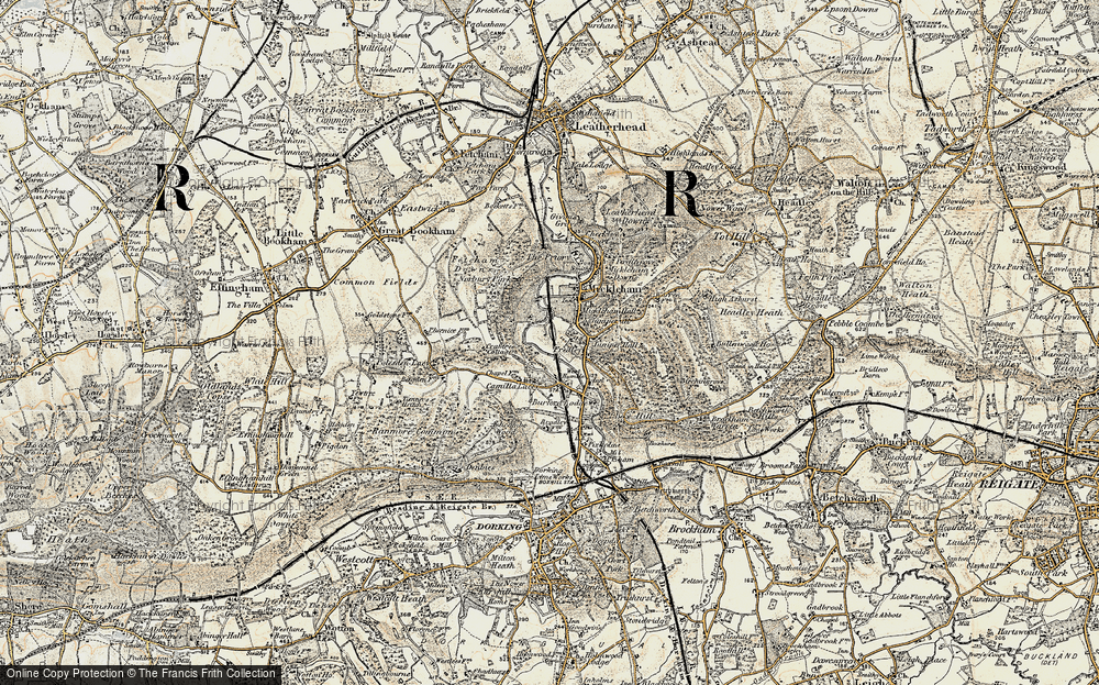 Old Map of Historic Map covering Surrey in 1898-1909