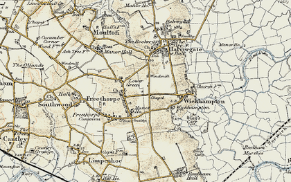 Old map of Freethorpe in 1901-1902