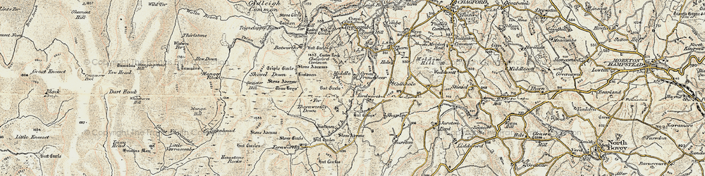 Old map of Fernworthy Forest in 1899-1900