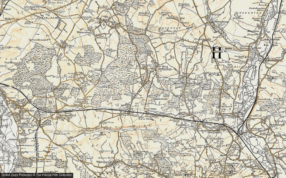 Old Map of Historic Map covering Bentley Wood in 1897-1898