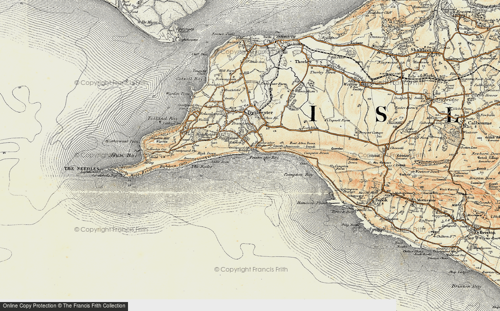 Old Map of Historic Map covering Compton Bay in 1899-1909