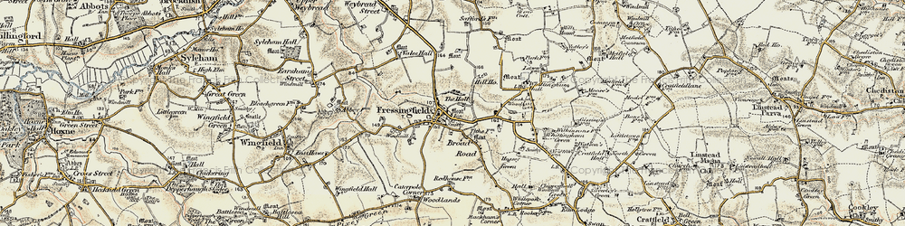 Old map of Fressingfield in 1901-1902