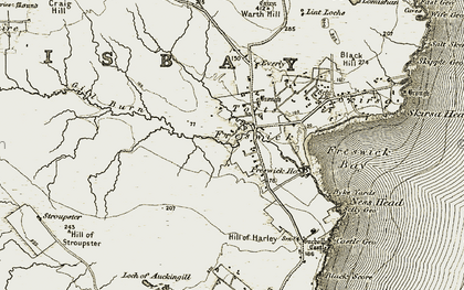 Old map of Freswick in 1911-1912