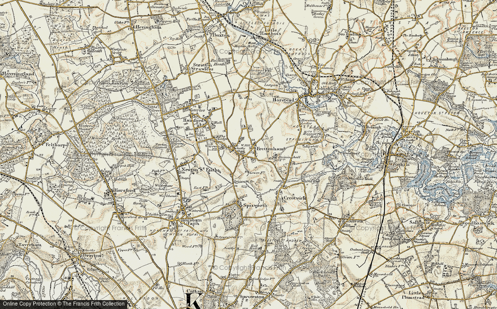 Old Map of Frettenham, 1901-1902 in 1901-1902