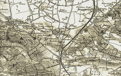 Old map of Freuchie in 1906-1908