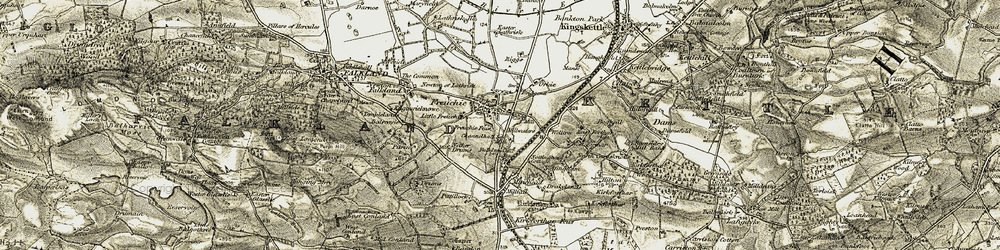 Old map of Freuchie in 1906-1908