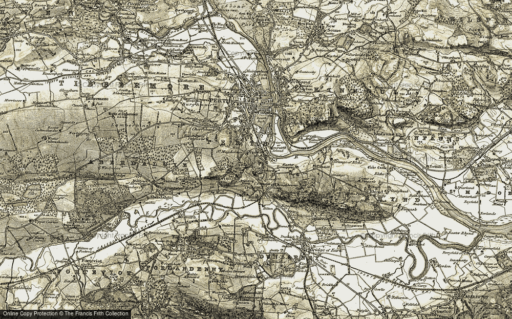 Old Map of Friarton, 1906-1908 in 1906-1908