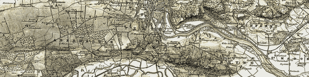 Old map of Friarton in 1906-1908