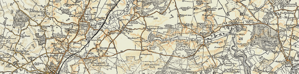 Old map of Woodbridge Airfield in 1898-1901