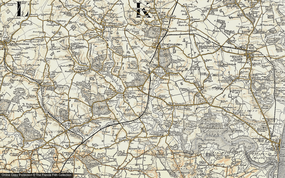 Old Map of Historic Map covering Benhall Lodge in 1898-1901