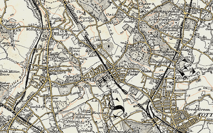 Old map of Friern Barnet in 1897-1898