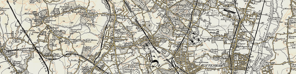 Old map of Friern Barnet in 1897-1898