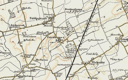 Old map of Wickenby Wood in 1902-1903