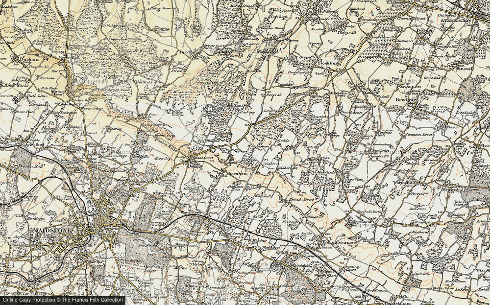 Old Map of Historic Map covering Whitehall in 1897-1898