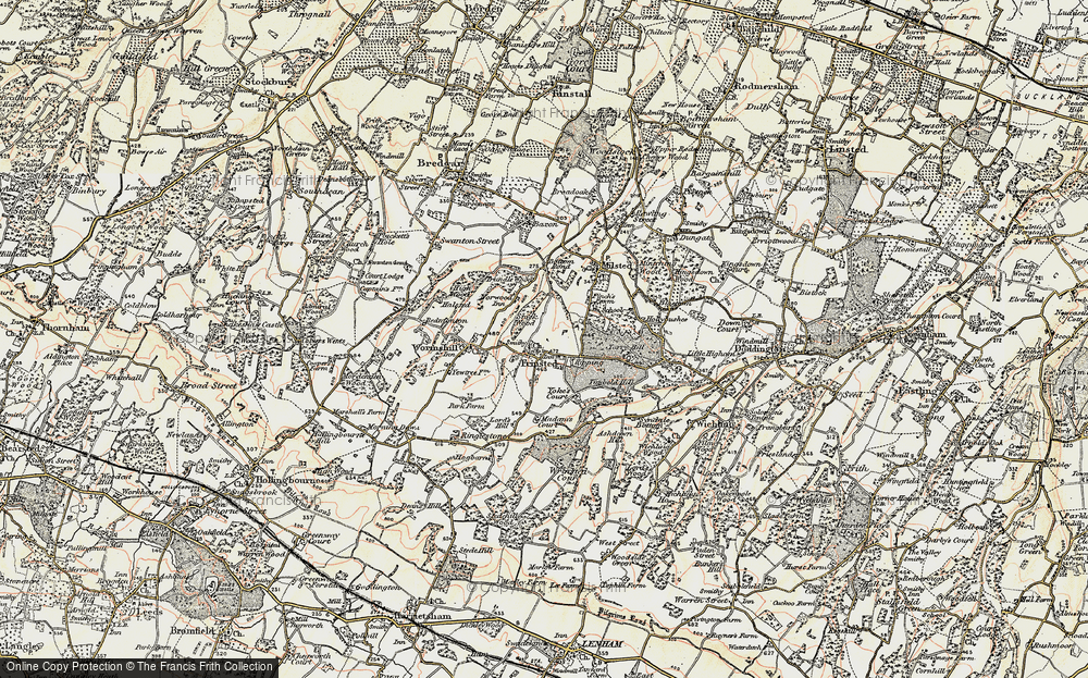 Old Map of Frinsted, 1897-1898 in 1897-1898