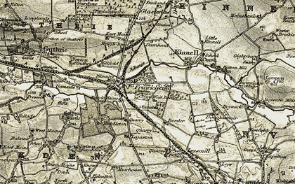 Old map of Friockheim in 1907-1908