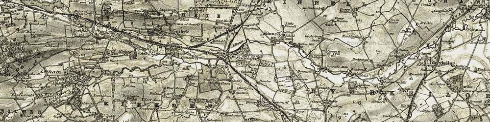 Old map of Friockheim in 1907-1908