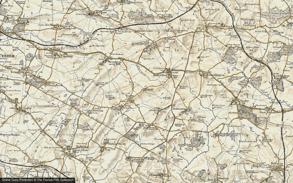 Old Map of Historic Map covering Billesdon Brook in 1901-1903