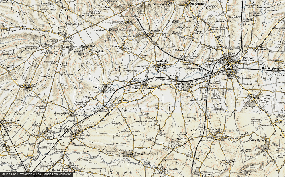 Old Map of Historic Map covering Bran Hills in 1902-1903