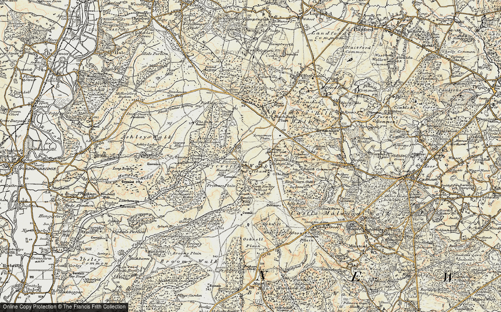 Old Map of Historic Map covering Anses Wood in 1897-1909