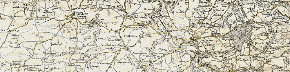 Old map of Frithelstock in 1900