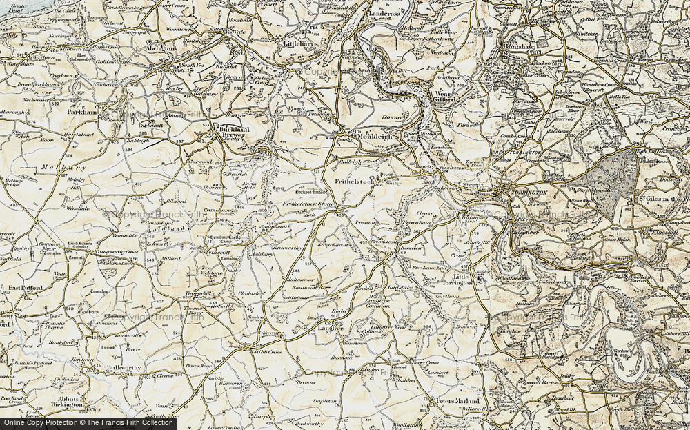 Old Map of Frithelstock Stone, 1900 in 1900