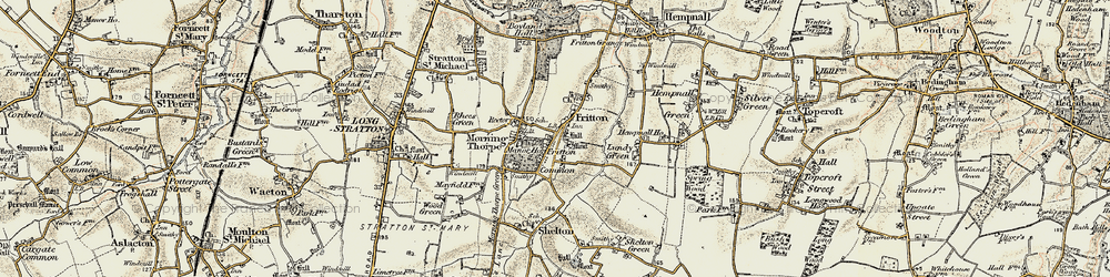 Old map of Fritton in 1901-1902