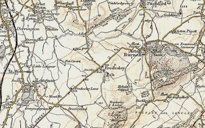 Old map of Frodesley in 1902