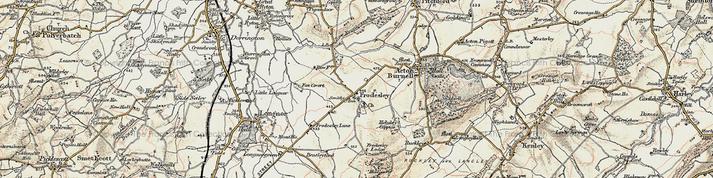 Old map of Frodesley in 1902