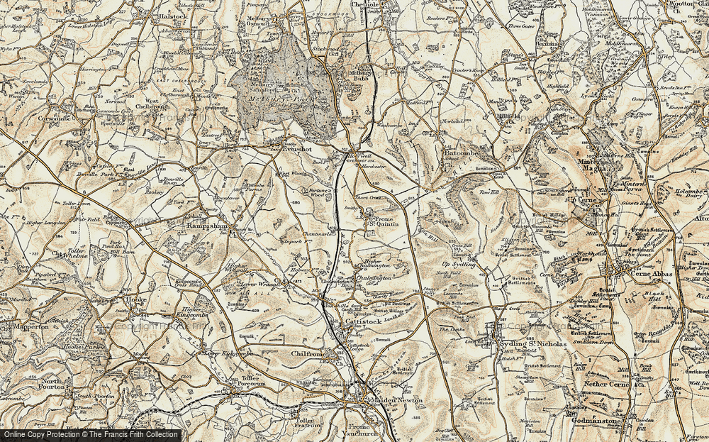 Old Map of Frome St Quintin, 1899 in 1899