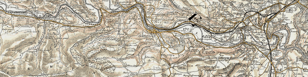 Old map of Fron-Bache in 1902-1903