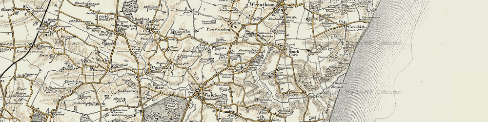 Old map of Frostenden Corner in 1901-1902