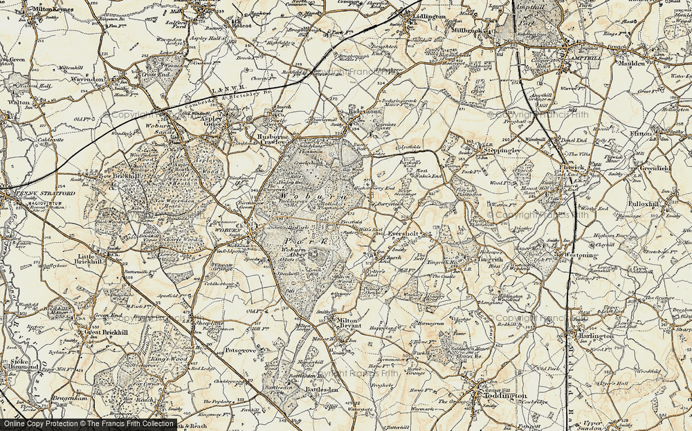 Old Map of Historic Map covering Woburn Abbey in 1898-1899
