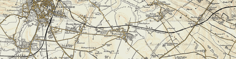 Old map of Fulbourn in 1899-1901