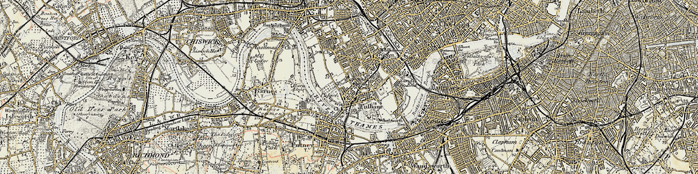 Old map of Fulham in 1897-1909