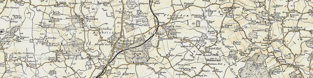 Old map of Fuller's End in 1898-1899