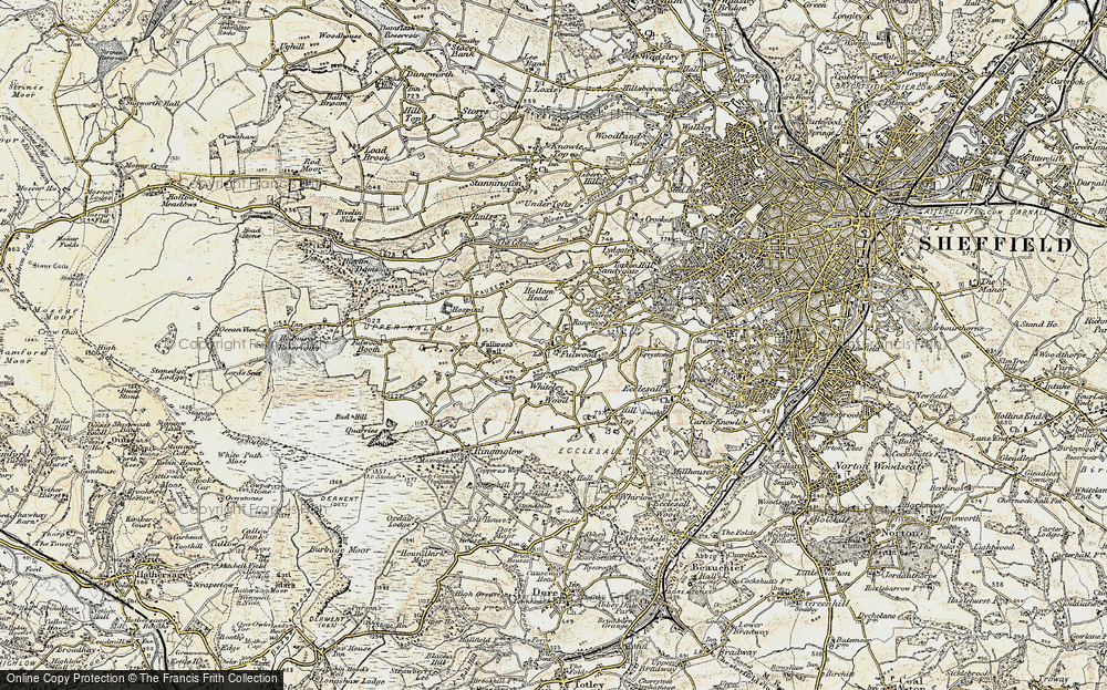 Old Map of Historic Map covering Whiteley Wood in 1902-1903