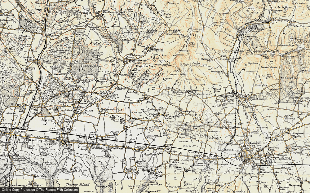 Old Map of Historic Map covering Adsdean Ho in 1897-1899