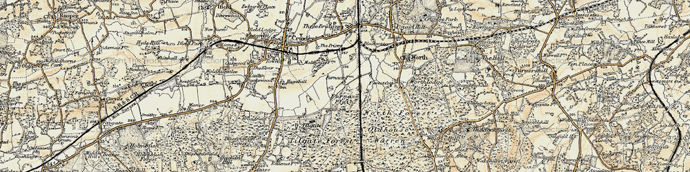 Old map of Furnace Green in 1898-1909