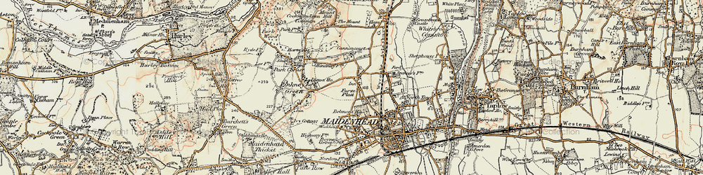Old map of Furze Platt in 1897-1909