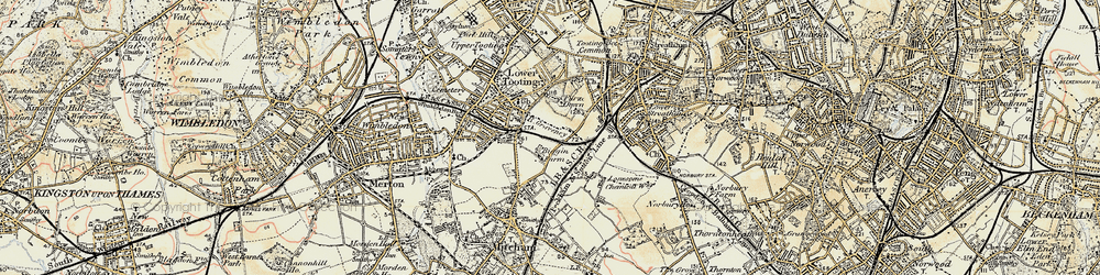 Old map of Furzedown in 1897-1909