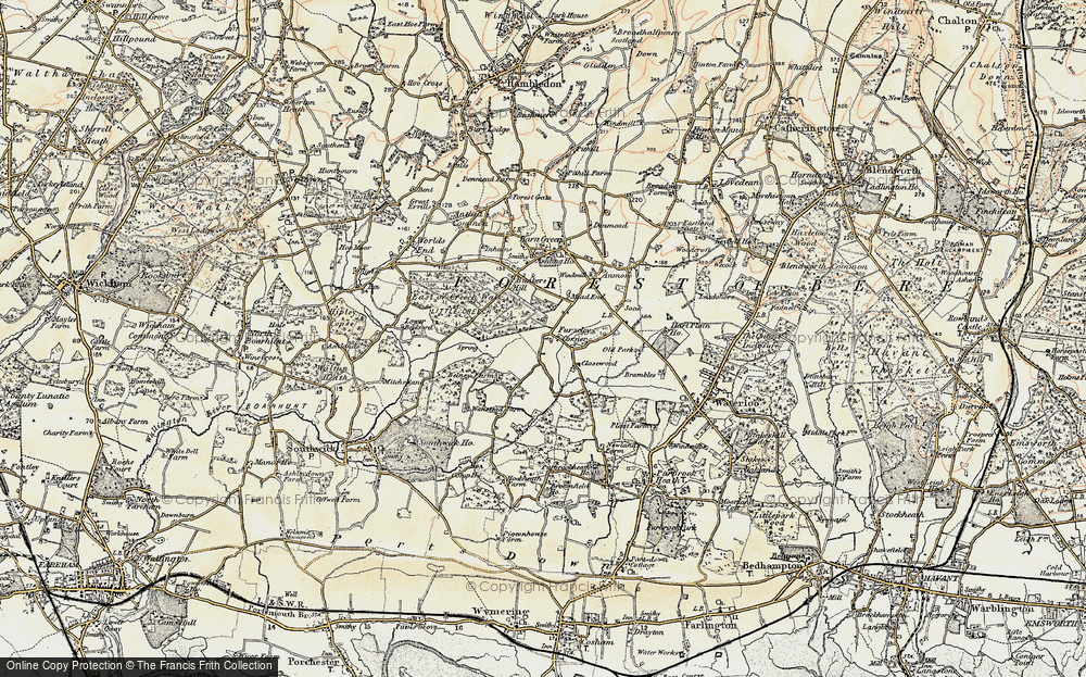 Old Map of Furzeley Corner, 1897-1899 in 1897-1899