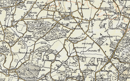 Old map of Furzeley Corner in 1897-1899