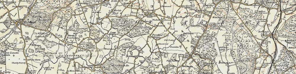 Old map of Furzeley Corner in 1897-1899