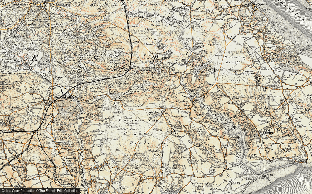 Old Map of Historic Map covering Ladycross Lodge in 1897-1909