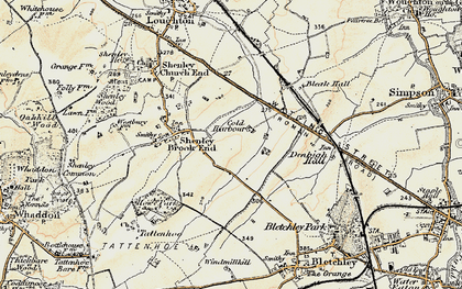 Old map of Furzton in 1898-1901