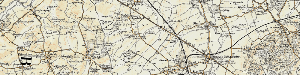 Old map of Furzton in 1898-1901