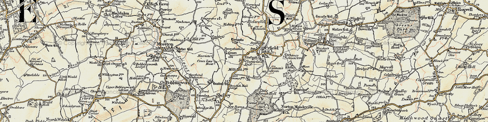 Old map of Fyfield in 1898