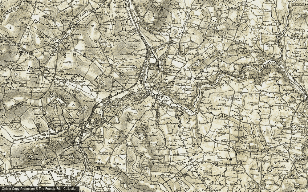Old Map of Historic Map covering Bogdavie in 1909-1910